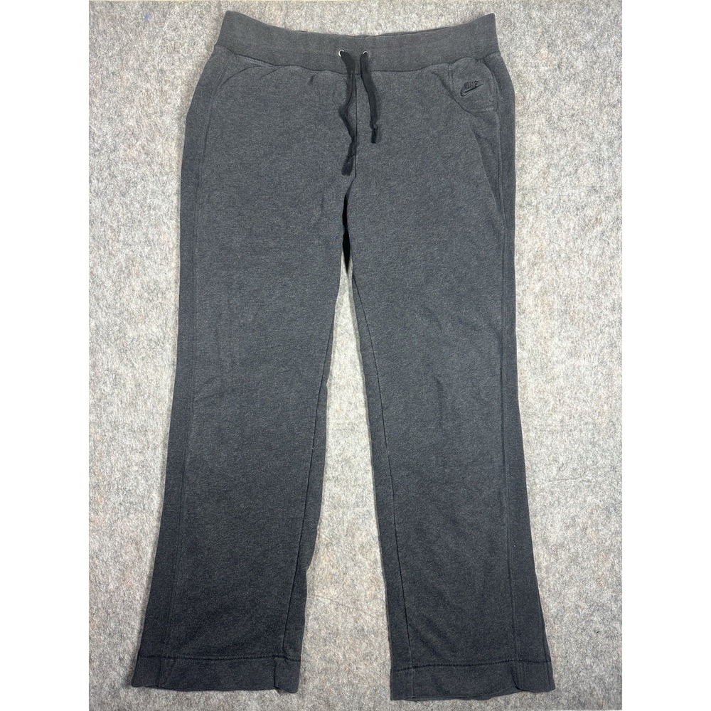 Vintage Nike Women's Open Hem Fleece Sweatpants‎ L Gray Lounge Athletic Pants